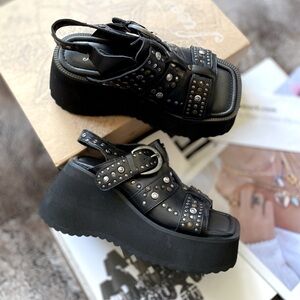 Free People Ace Studded Wedges size 8